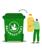 Odnesení použitého oleje do nádoby Recykluj olej
